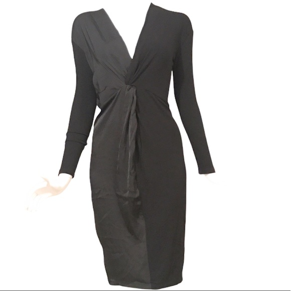 SOLD!BCBGMaxAzria Twist-Front Knit Black Dress, XS - Picture 3 of 7